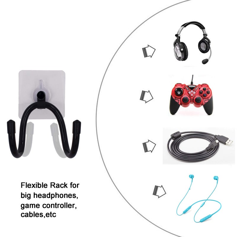 YYST Self â€“Adhesive Game Controller Wall Mount Storage Organizer Hanger Compatible with PS/Xbox/Series X Controller, Pro Controller Game Controller , Headphone , Cables ,etc- 4/PK - Image 3